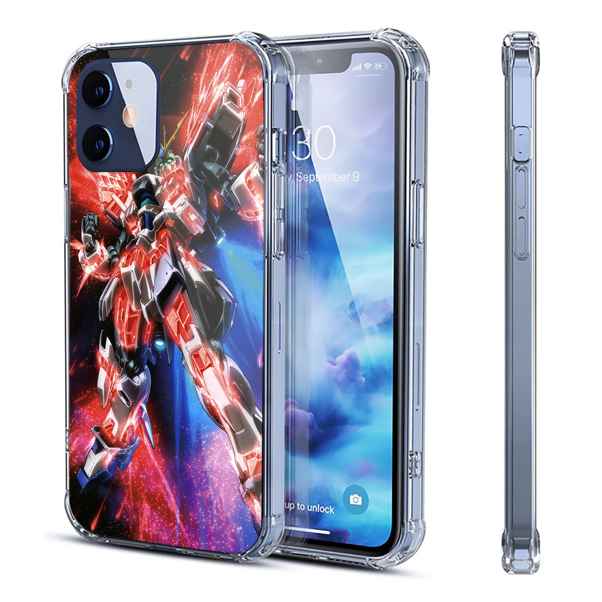 （画像用） 機動戦士ガンダム Mobile Suit Gundam 【iPhone 12シリーズ対応】透明スマホケース（クリアソフトケース）